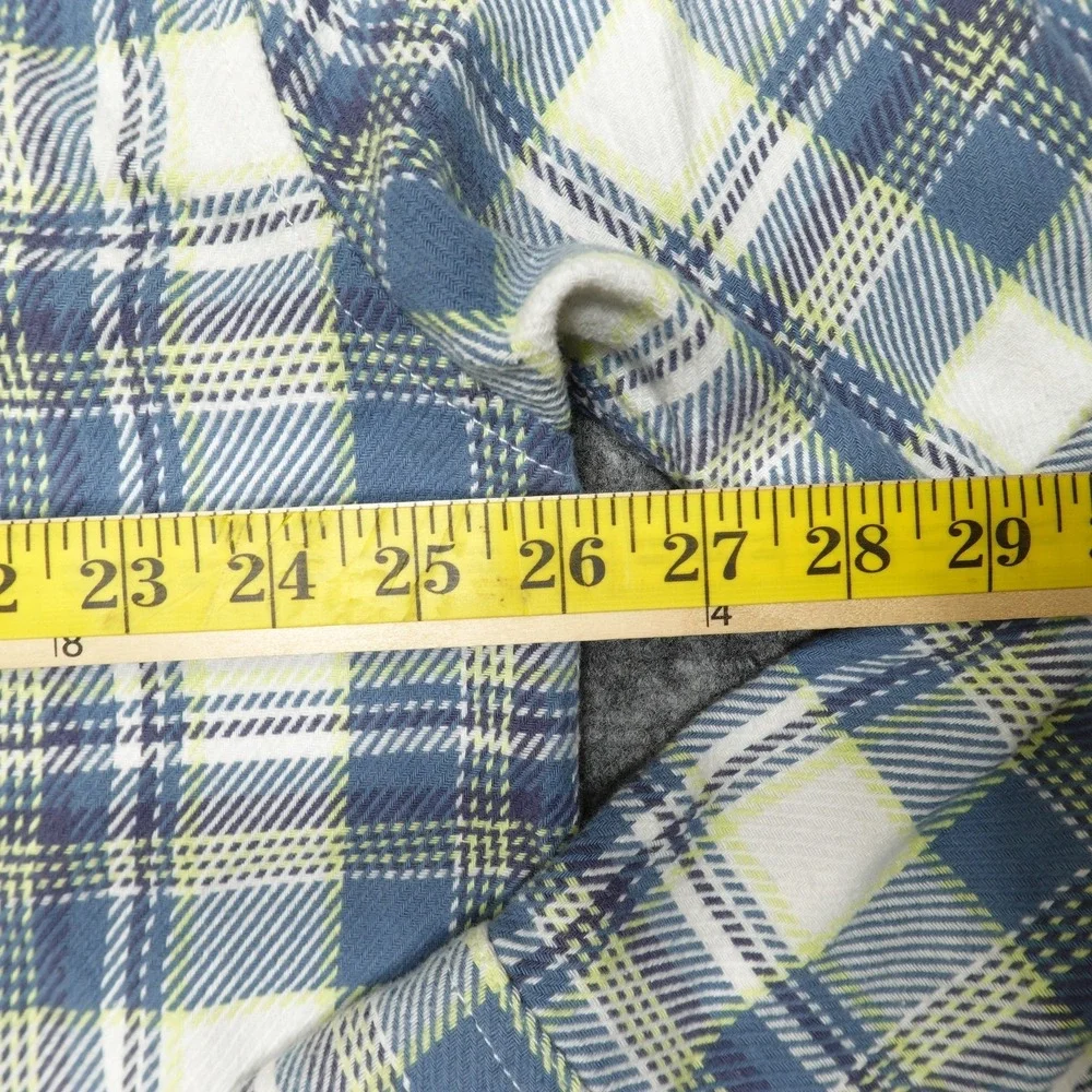 Levi's Hooded Shirt Mens XXL Blue Plaid Cotton Flannel Long‎ Sleeve Button Front